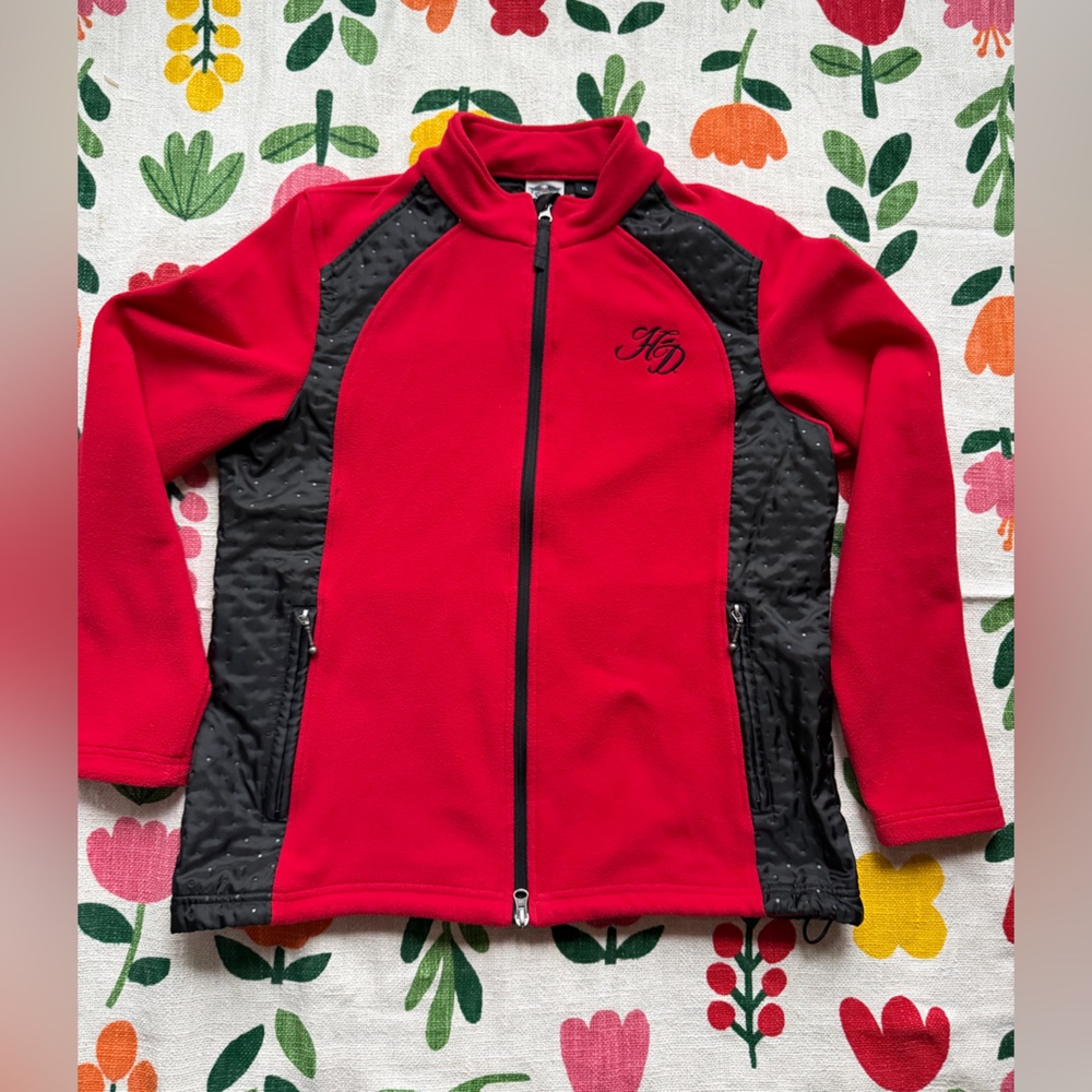 Harley-Davidson Red and Black Zip Front Fleece Jacket